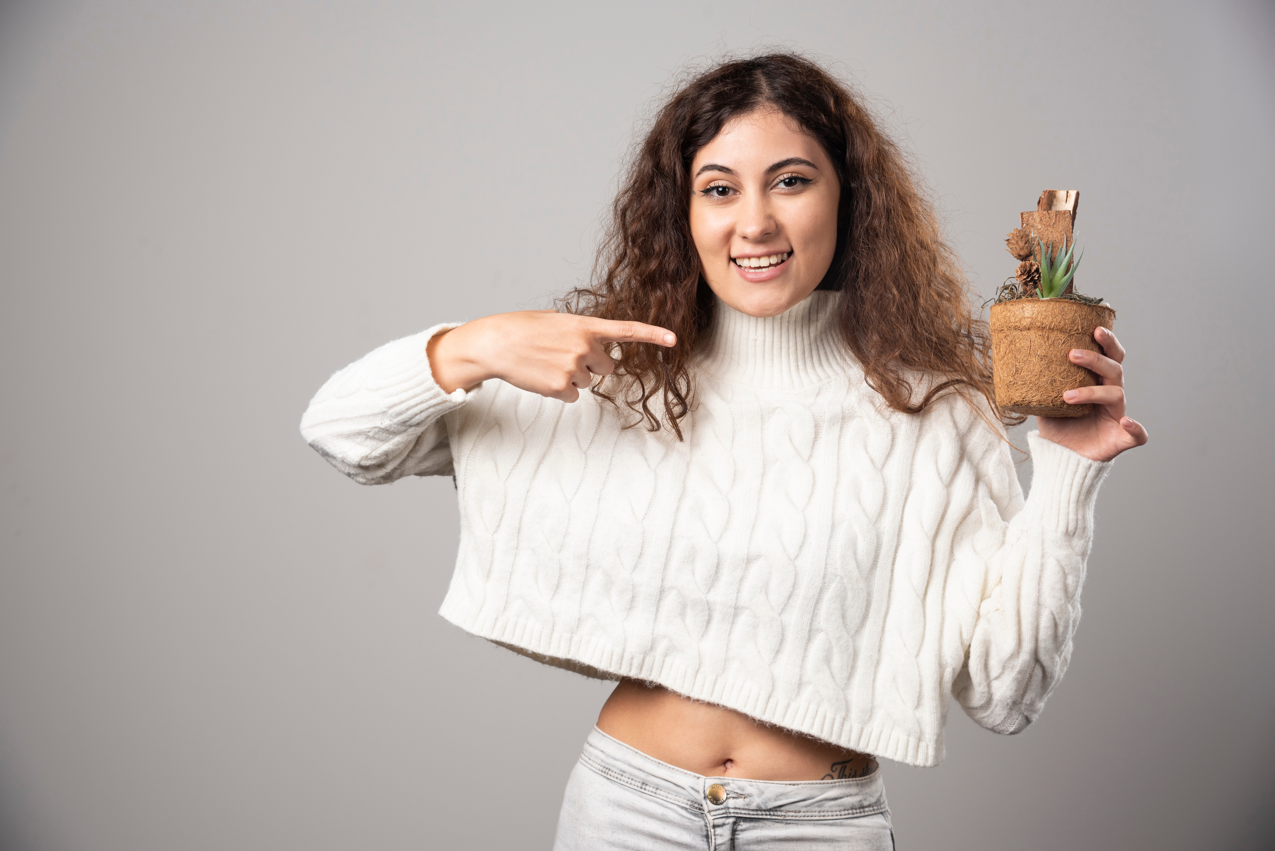 Woman with plant